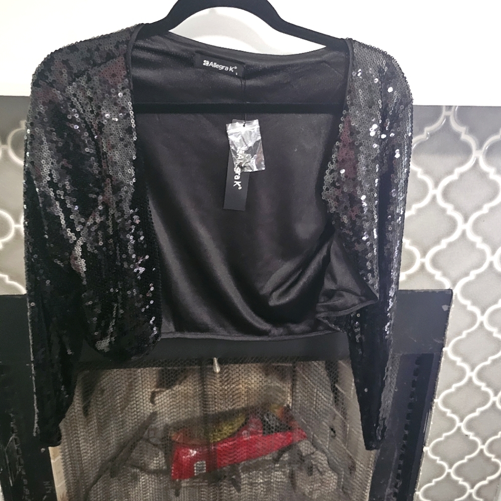 Black Sequin Cardigan